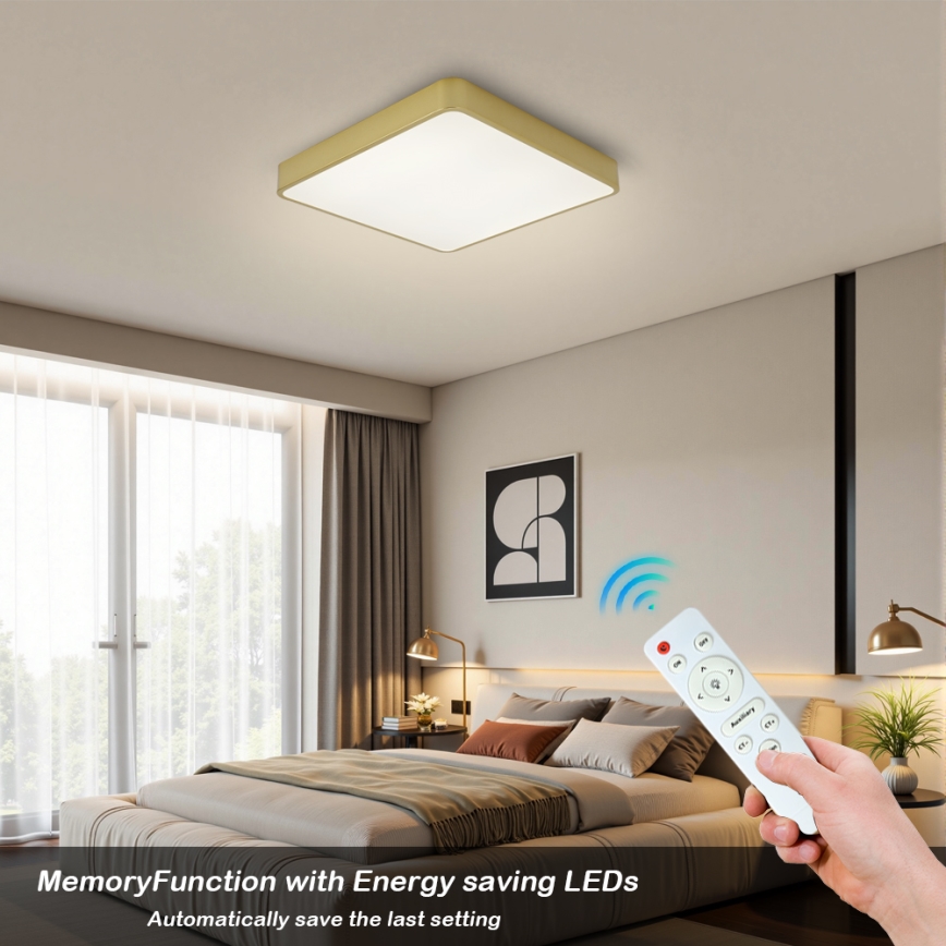 BRILAGI - LED-dæmpbart loftarmatur POOL SQUARE LED/48W/230V 3000-6000K 50x50 cm guld + fjernbetjening