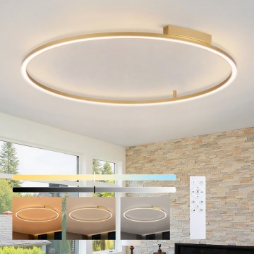 Brilagi - LED-dæmpbar loftlampe PORTOFINO LED/85W/230V 3000-6000K Ø 120 cm guldfarvet + fjernbetjening