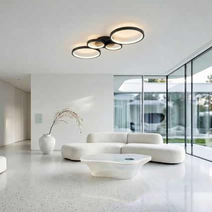 Brilagi - LED-dæmpbar loftlampe RINGO LED/34W/230V 3000-6000K 28x78 cm sort + fjernbetjening
