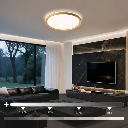 Brilagi - dæmpbar LED-loftlampe RIVO LED/72W/230V 3000-6000K træfinish Ø 50 cm + fjernbetjening