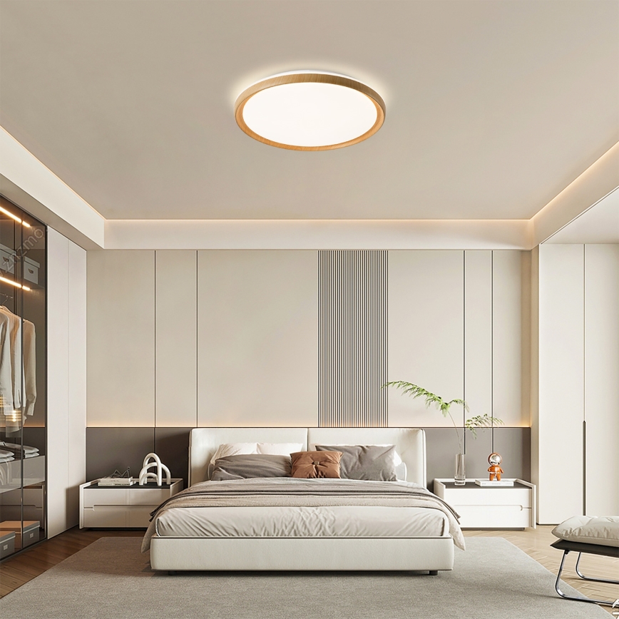Brilagi - dæmpbar LED-loftlampe RIVO LED/72W/230V 3000-6000K træfinish Ø 50 cm + fjernbetjening