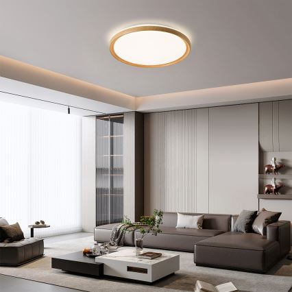 Brilagi - dæmpbar LED-loftlampe RIVO LED/72W/230V 3000-6000K træfinish Ø 50 cm + fjernbetjening