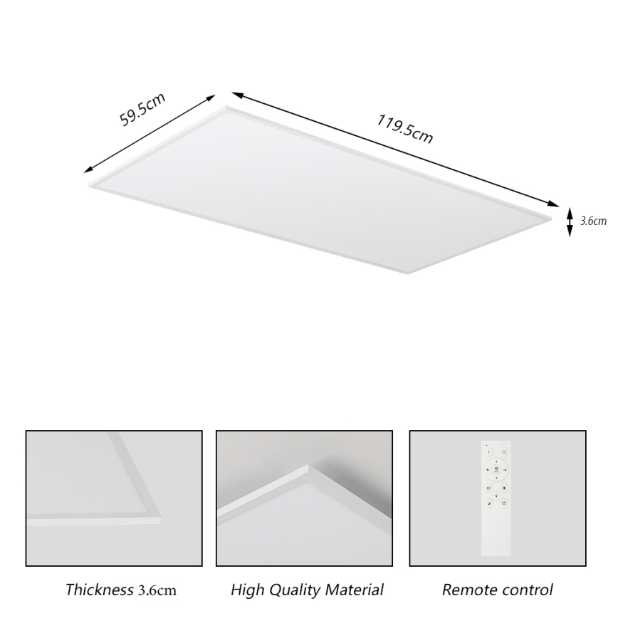 Brilagi - LED dæmpbar loftlampe SLIMFRAME LED/80W/230V 120x60 cm 3000-6000K hvid + fjernbetjening