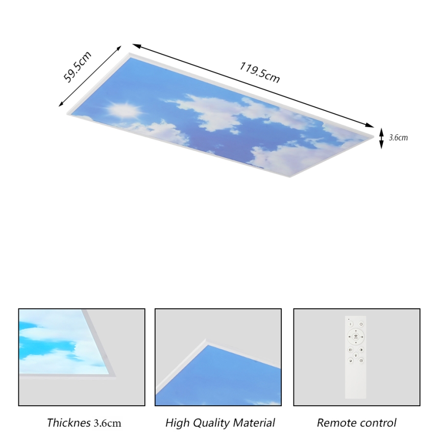 Brilagi - LED dæmpbar loftarmatur SLIMFRAME SKY LED/80W/230V 120x60 cm 3000-6000K sølv/blå + fjernbetjening
