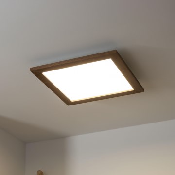 Brilagi - LED dæmpbar loftlampe SLIMFRAME WOOD LED/36W/230V 49,5x49,5 cm 3000-6000K mørkebrun + fjernbetjening