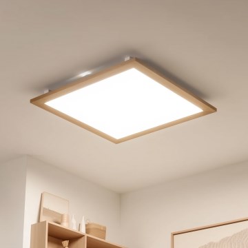 Brilagi - LED-dæmpbar loftlampe SLIMFRAME WOOD LED/58W/230V 64x64 cm 3000-6000K brun + fjernbetjening