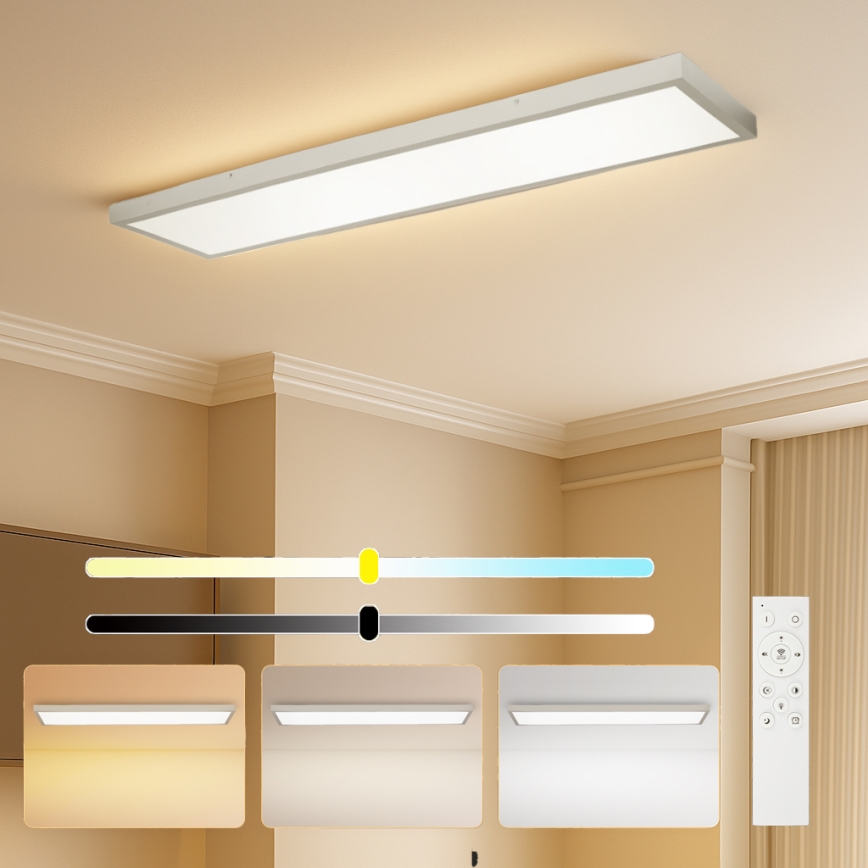 Brilagi - LED-dæmpbar loftlampe til badeværelse FRAME SMART LED/50W/230V 120x30 cm 3000-6000K IP44 sølv + fjernbetjening