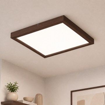 BRILAGI - LED Dæmpbar loftlampe til badeværelse WOODY FRAME LED/50W/230V eg valnød 60x60 cm 3000-6000K IP44 + fjernbetjening