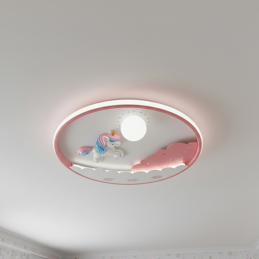 Brilagi - LED dæmpbar loftlampe til børn UNICORN LED/68W/230V 3000-6000K pr. 49 cm + fjernbetjening