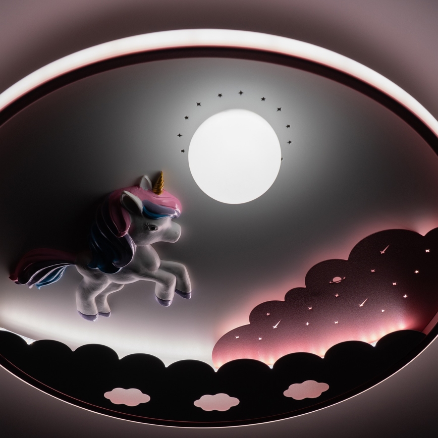 Brilagi - LED dæmpbar loftlampe til børn UNICORN LED/68W/230V 3000-6000K pr. 49 cm + fjernbetjening