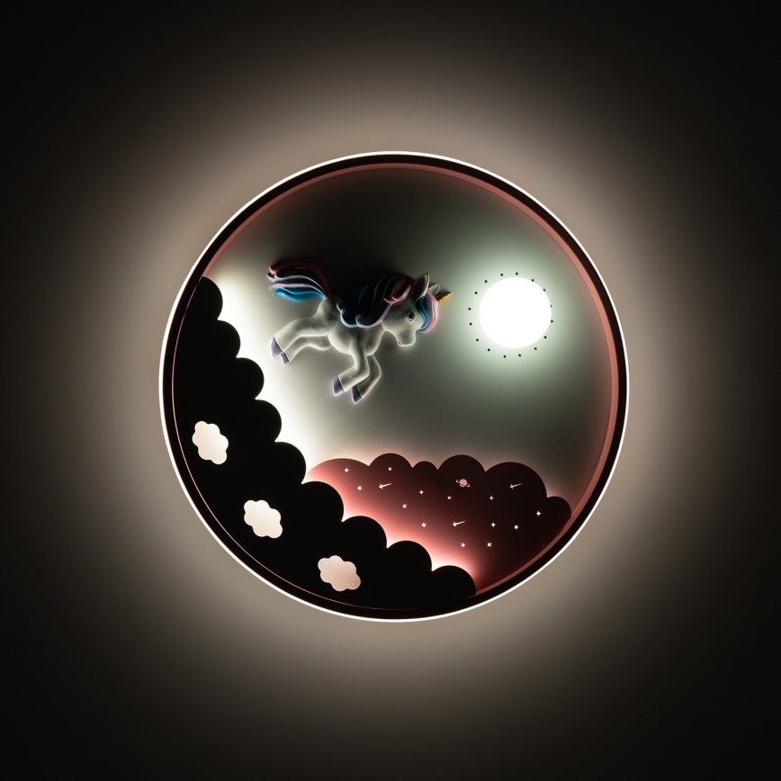 Brilagi - LED dæmpbar loftlampe til børn UNICORN LED/68W/230V 3000-6000K pr. 49 cm + fjernbetjening