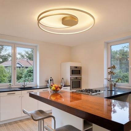 Brilagi - LED-dæmpbar loftlampe TWISTER LED/105W/230V 3000-6000K Ø 100 cm guldfarvet + fjernbetjening