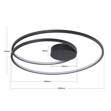 Brilagi - Dæmpbar LED-loftlampe TWISTER LED/105W/230V 3000-6000K, Ø 100 cm, sort + fjernbetjening