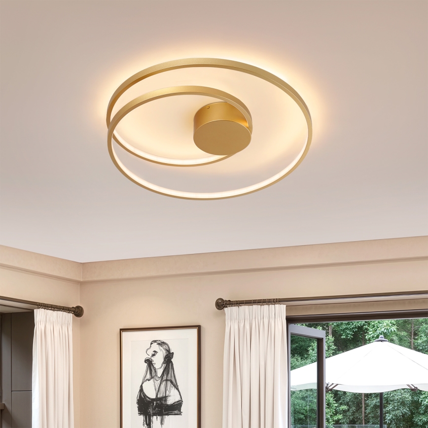 Brilagi - Dæmpbar LED-loftlampe TWISTER LED/48W/230V 3000-6000K Ø 50 cm guld + fjernbetjening