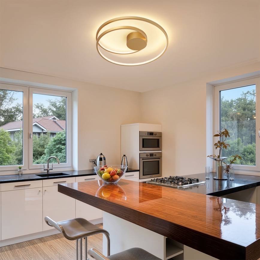 Brilagi - Dæmpbar LED-loftlampe TWISTER LED/48W/230V 3000-6000K Ø 50 cm guld + fjernbetjening