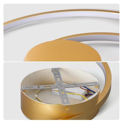 Brilagi - Dæmpbar LED-loftlampe TWISTER LED/48W/230V 3000-6000K Ø 50 cm guld + fjernbetjening