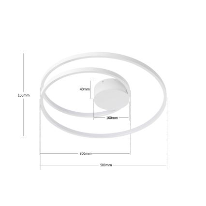 Brilagi - TWISTER dæmpbar LED-loftlampe LED/48W/230V 3000-6000K Ø 50 cm hvid + fjernbetjening