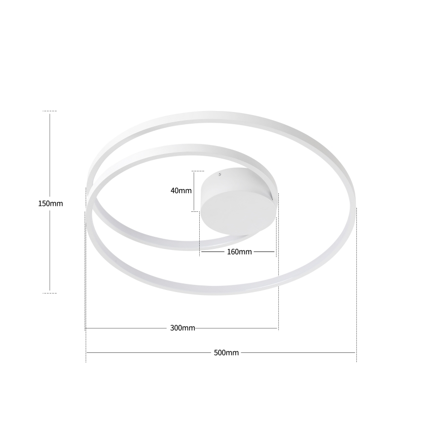 Brilagi - TWISTER dæmpbar LED-loftlampe LED/48W/230V 3000-6000K Ø 50 cm hvid + fjernbetjening