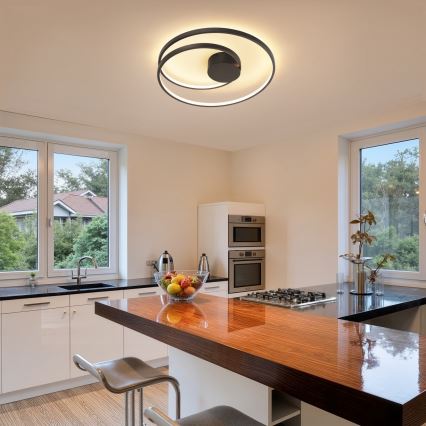 Brilagi - Dæmpbar LED-loftlampe TWISTER LED/48W/230V 3000-6000K Ø 50 cm sort + fjernbetjening