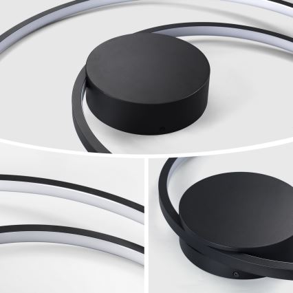 Brilagi - Dæmpbar LED-loftlampe TWISTER LED/48W/230V 3000-6000K Ø 50 cm sort + fjernbetjening