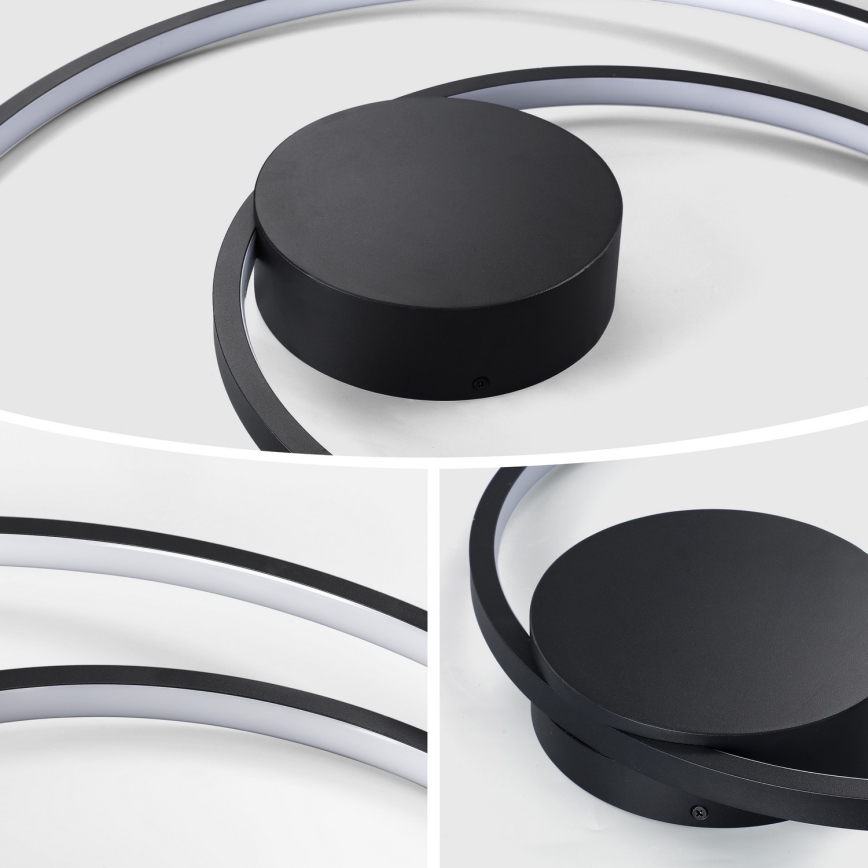 Brilagi - Dæmpbar LED-loftlampe TWISTER LED/48W/230V 3000-6000K Ø 50 cm sort + fjernbetjening