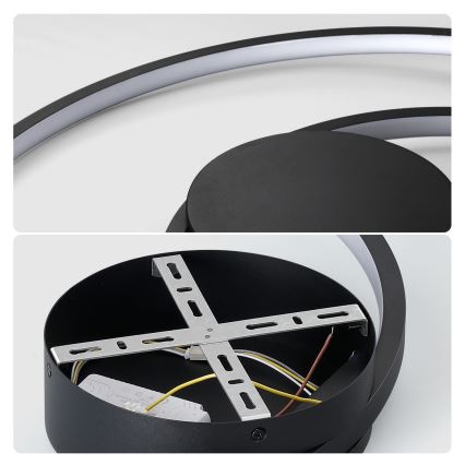 Brilagi - Dæmpbar LED-loftlampe TWISTER LED/48W/230V 3000-6000K Ø 50 cm sort + fjernbetjening