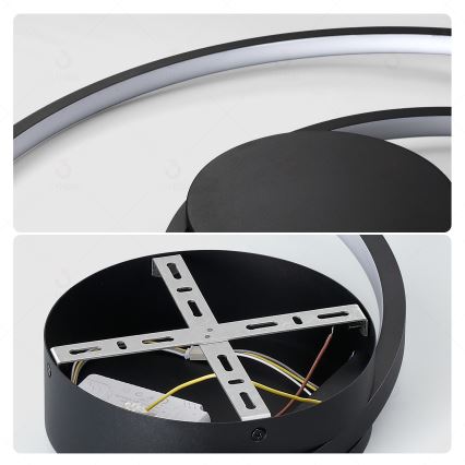 Brilagi - Dæmpbar LED-loftlampe TWISTER LED/75W/230V 3000-6000K Ø 70 cm sort + fjernbetjening