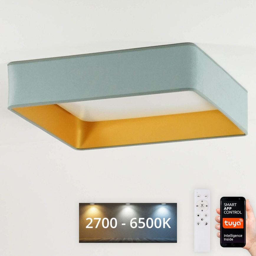 Brilagi - LED dæmpbar loftlampe VELVET SQUARE SMART LED/36W/230V 60x60 cm 2700-6500K Wi-Fi Tuya + fjernbetjening mintgrøn