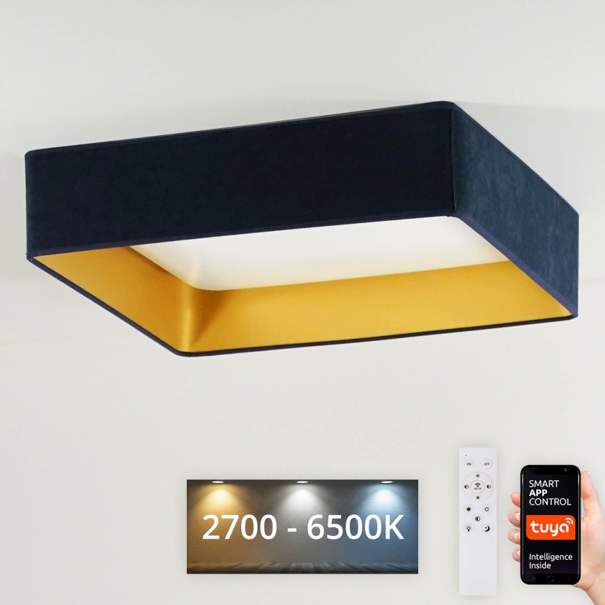 Brilagi - LED dæmpbar loftlampe VELVET SQUARE SMART LED/36W/230V 60x60 cm 2700-6500K Wi-Fi Tuya + fjernbetjening mørkeblå