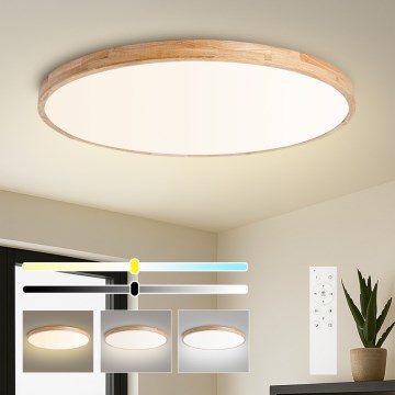 Brilagi - LED-dæmpbar loftlampe WOODLINE LED/128W/230V 3000-6000K eg Ø 100 cm + fjernbetjening