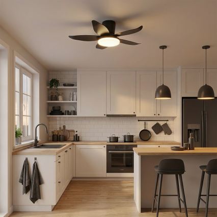 Brilagi - Dæmpbar LED-loftventilator LED/32W/230V Ø95 cm sort + fjernbetjening