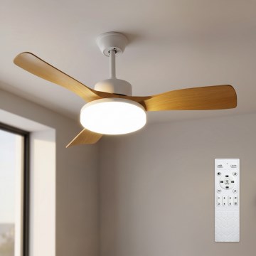 Brilagi - LED dæmpbar loftventilator LED/34W/230V 106 cm hvid/brun + fjernbetjening