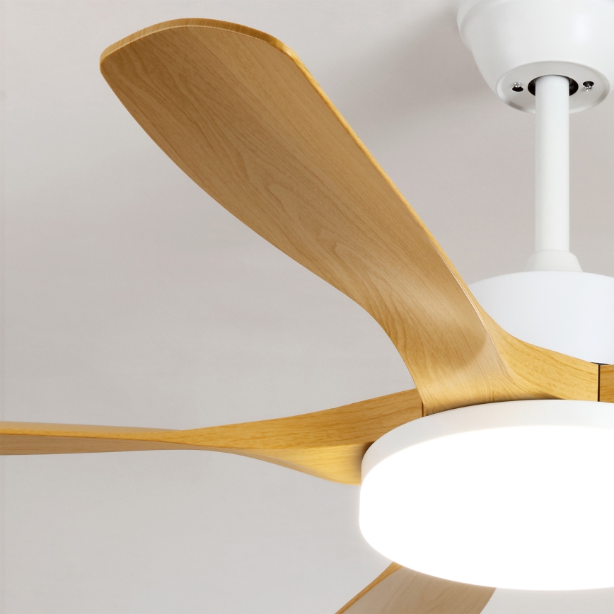 Brilagi - LED-dæmpbar loftventilator LED/34W/230V 132 cm hvid/brun + fjernbetjening