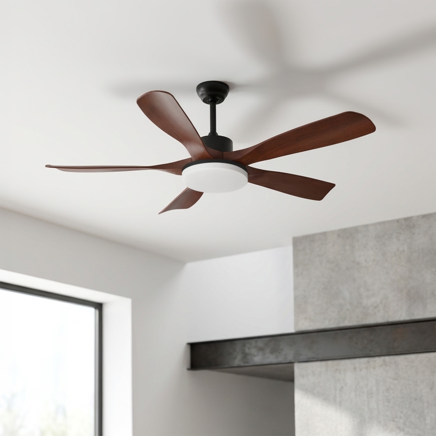 Brilagi - LED-dæmpbar loftventilator LED/34W/230V 132 cm sort/brun + fjernbetjening