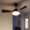 Brilagi - LED-dæmpbar loftventilator LED/34W/230V 3000-6500K Ø 106 cm sort/brun inkl. fjernbetjening