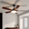 Brilagi - LED-dæmpbar loftventilator LED/34W/230V 3000-6500K Ø132 cm sort/brun + fjernbetjening