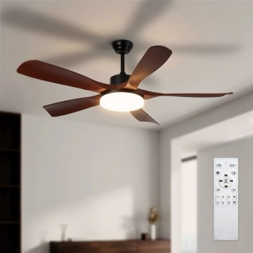 Brilagi - LED-dæmpbar loftventilator LED/34W/230V 3000-6500K Ø132 cm sort/brun + fjernbetjening