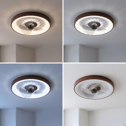 Brilagi - LED-dæmpbar loftventilator LED/34W/230V Ø 46 cm brun + fjernbetjening