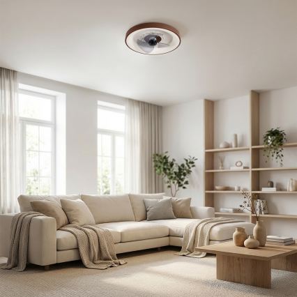 Brilagi - LED-dæmpbar loftventilator LED/34W/230V Ø 46 cm brun + fjernbetjening