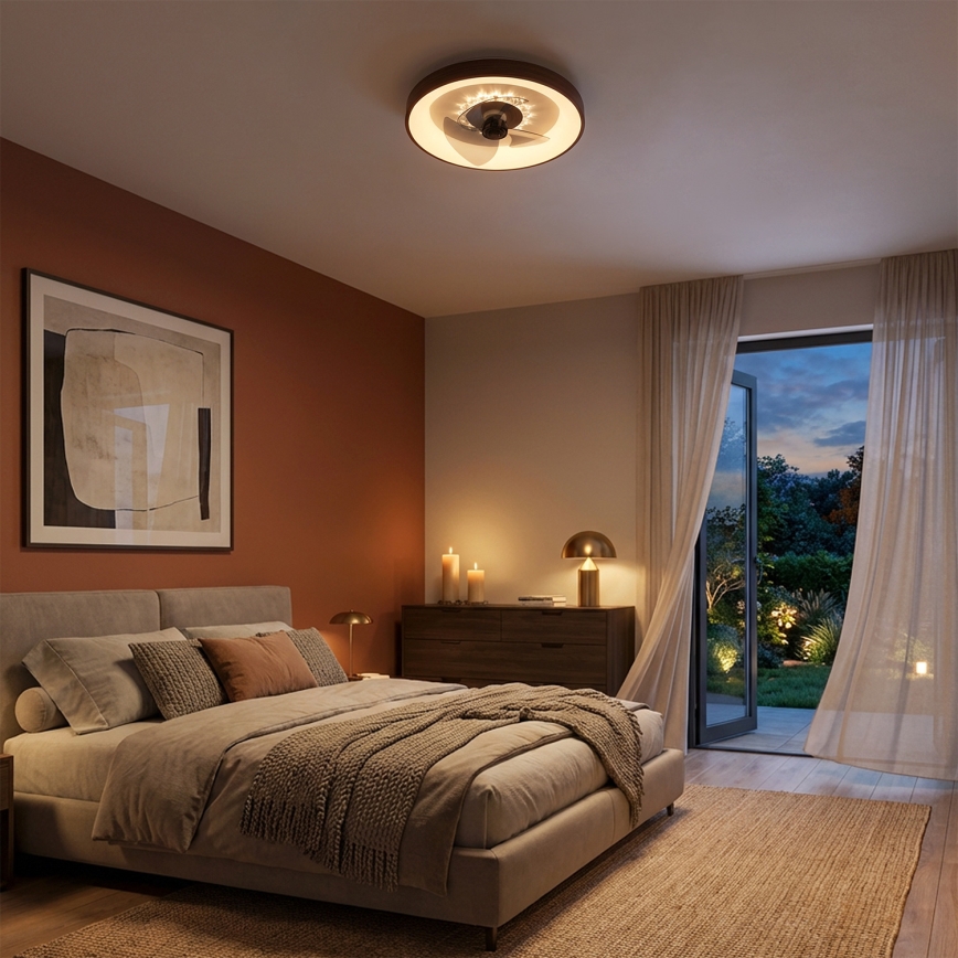 Brilagi - LED-dæmpbar loftventilator LED/34W/230V Ø 46 cm brun + fjernbetjening
