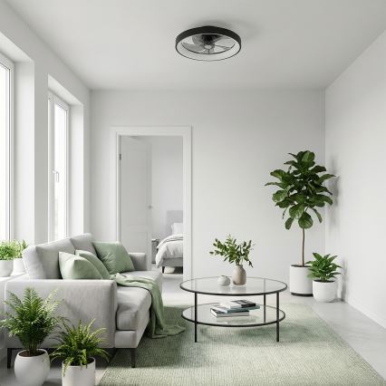 Brilagi - LED-dæmpbar loftventilator LED/34W/230V Ø 50 cm sort + fjernbetjening