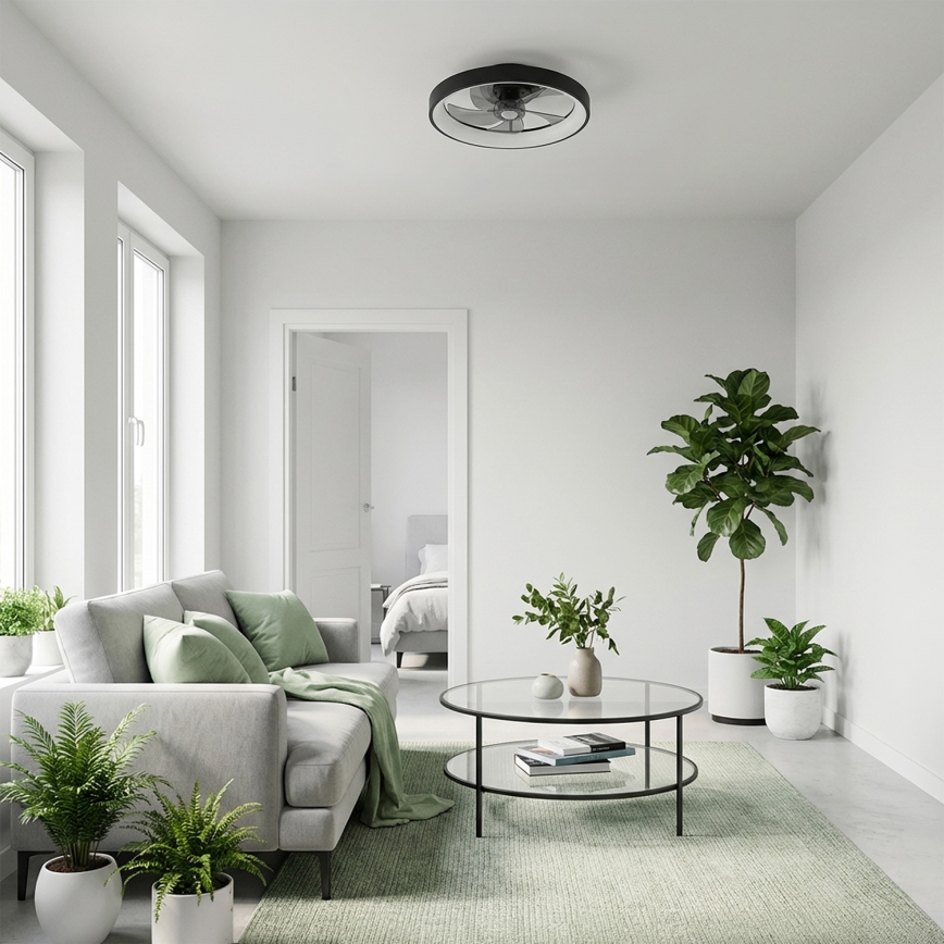 Brilagi - LED-dæmpbar loftventilator LED/34W/230V Ø 50 cm sort + fjernbetjening
