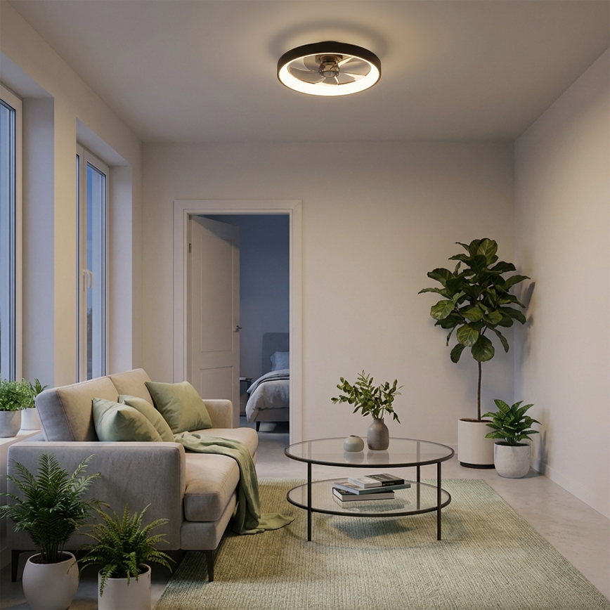 Brilagi - LED-dæmpbar loftventilator LED/34W/230V Ø 50 cm sort + fjernbetjening