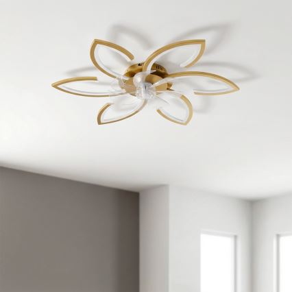 Brilagi - Dæmpbar LED-loftventilator LED/34W/230V pr. 78 cm, guld + fjernbetjening