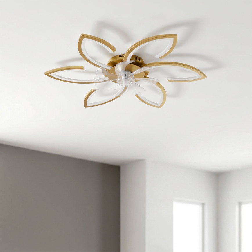 Brilagi - Dæmpbar LED-loftventilator LED/34W/230V pr. 78 cm, guld + fjernbetjening
