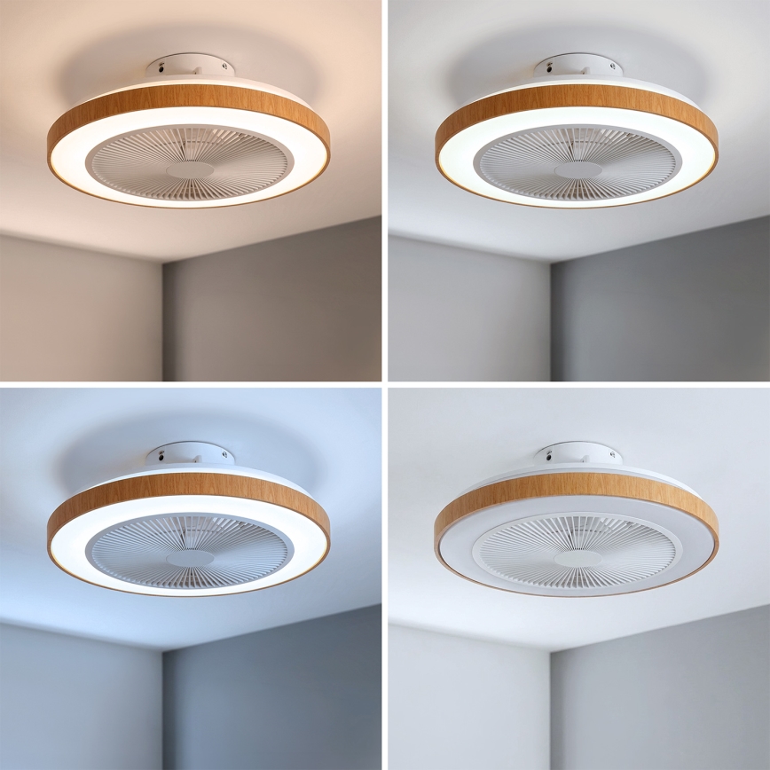 Brilagi - LED-dæmpbar loftventilator LED/38W/230V 50 cm hvid/brun + fjernbetjening