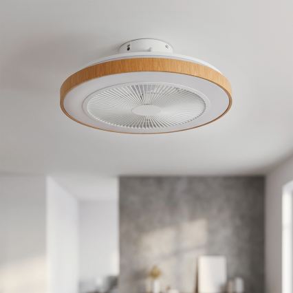 Brilagi - LED-dæmpbar loftventilator LED/38W/230V 50 cm hvid/brun + fjernbetjening