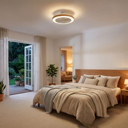 Brilagi - LED-dæmpbar loftventilator LED/38W/230V 50 cm hvid/brun + fjernbetjening