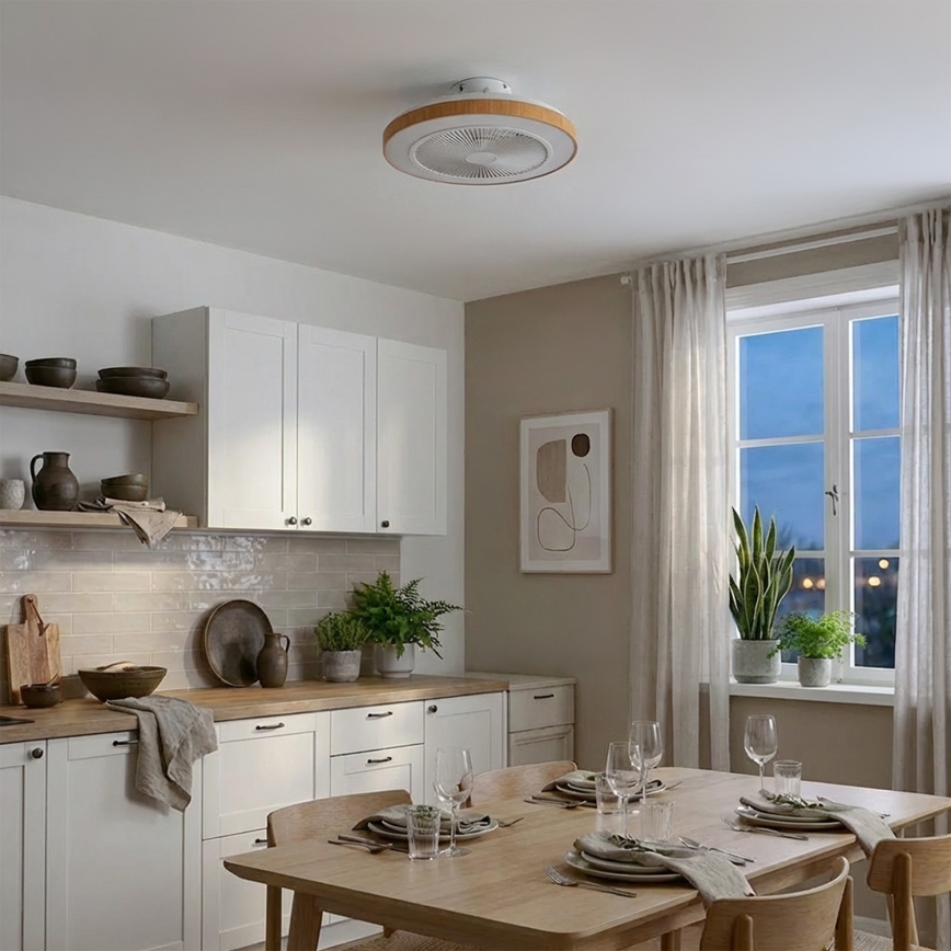 Brilagi - LED-dæmpbar loftventilator LED/38W/230V 50 cm hvid/brun + fjernbetjening