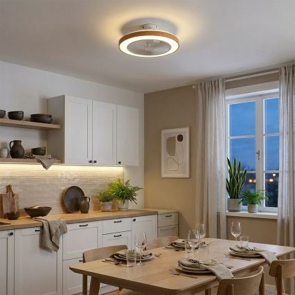 Brilagi - LED-dæmpbar loftventilator LED/38W/230V 50 cm hvid/brun + fjernbetjening